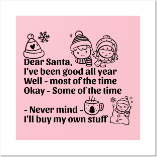 Dear Santa Letter funny Christmas Pink Posters and Art